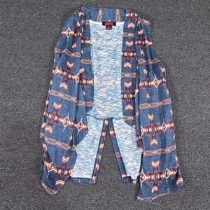 Rock & Roll Denim Vest Womens L RRWT98R17M Blue Geometric Southwestern EUC